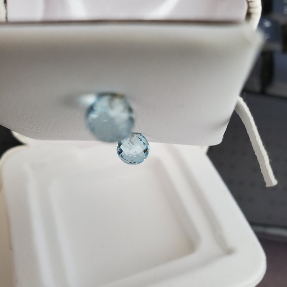 GORGEOUS Swiss Blue Topaz Facet Cut Ball Earrings - Picture 5 of 10
